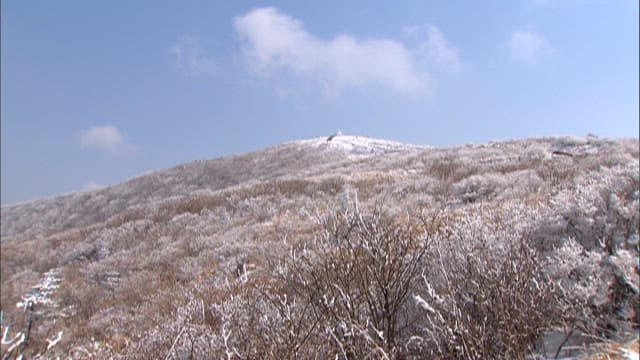 Snow-Covered Mountains in Misty Weather