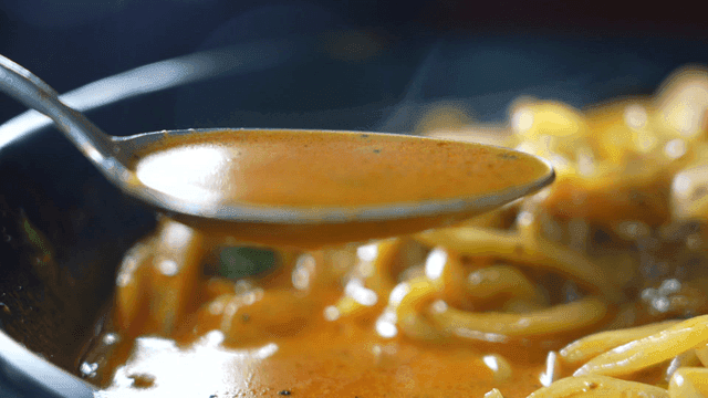 A spoonful of jjamppong broth