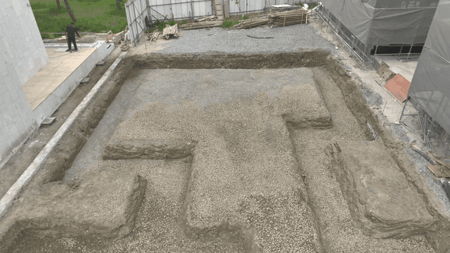 작업된 건설 현장의 토지