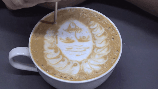 Latte art with a human face design