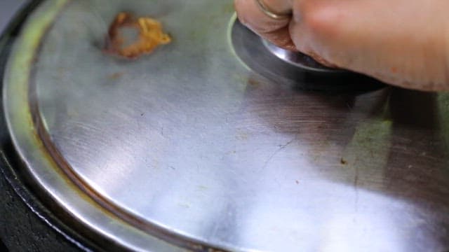 Grilled marinated beef tripe with vegetables and mushrooms