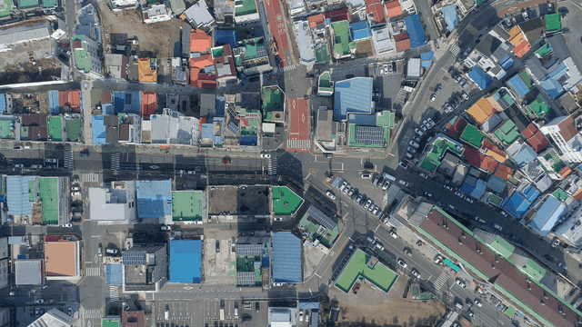 Colorful rooftops in a vibrant city