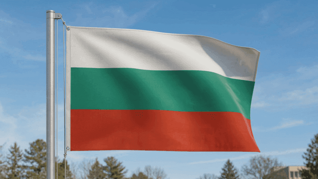Bulgarian flag fluttering in clear sky