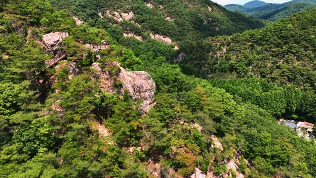 전망대가 있는 푸른 산