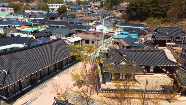 Traditional Korean village with hanok houses