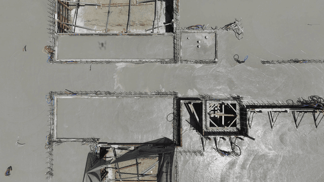 Concrete foundation at a construction site