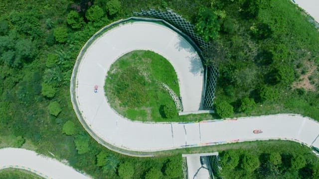 Luge Track Surrounded by Vivid Greenery