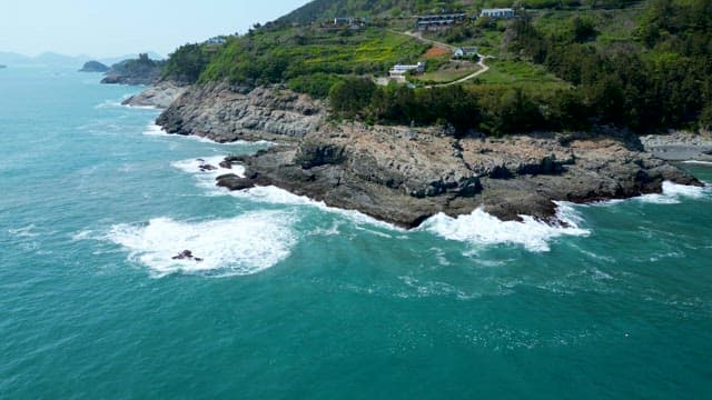 Rocky Coast Below the Village on a Sunny Day