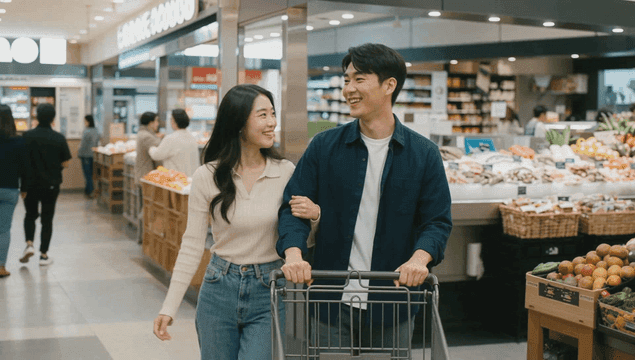 Couple shopping in a grocery store