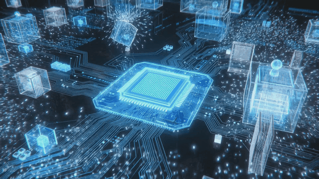 빛나는 요소가 있는 디지털 회로판