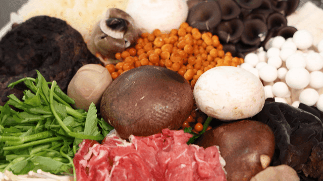 Mushroom stew with variety of fresh mushrooms and vegetables