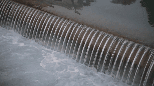 작은 보를 넘는 강물 흐름