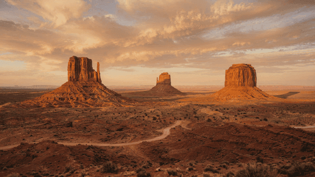 Desert landscape with towering rock formations