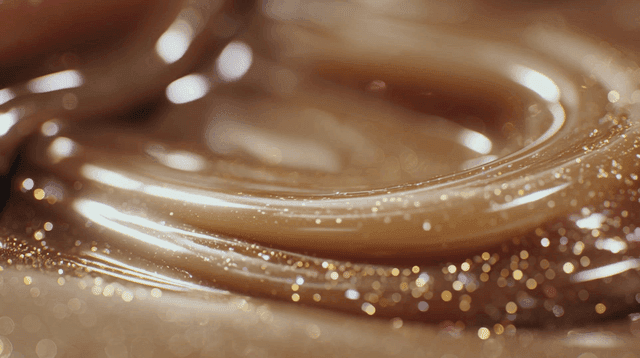 반짝이는 펄이 들어있는 갈색 크림