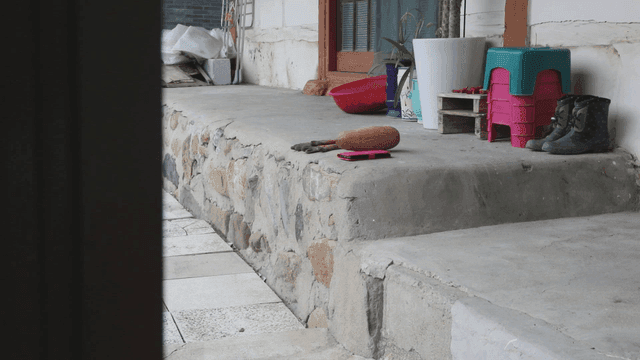 Rural porch with various items