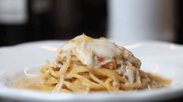 Creamy pasta with cheese and lemon zest