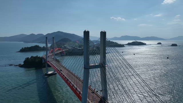 Scenic bridge over a calm sea