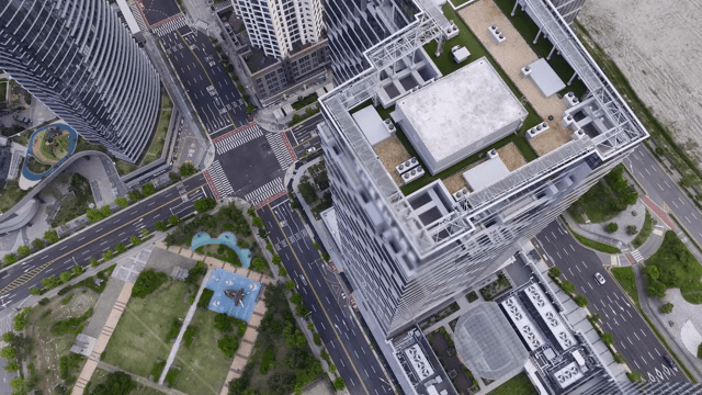 현대 도시 건물의 항공 뷰