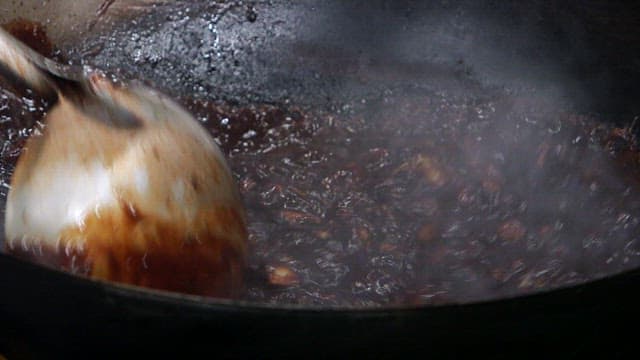 Delicious Jjajang Sauce Cooked in a Wok