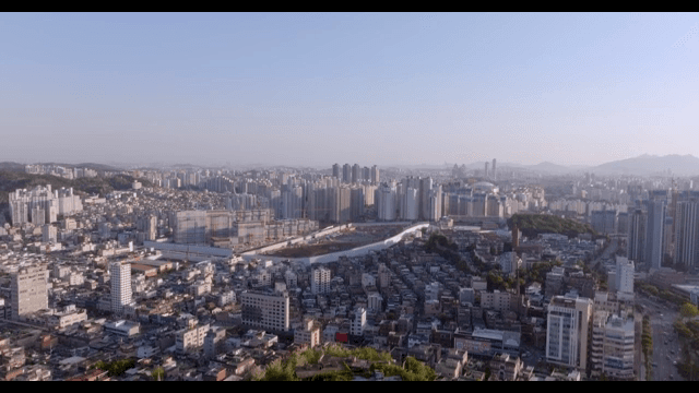 푸른 녹지가 있는 광활한 도시 풍경