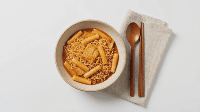 Bowl of spicy rabokki
