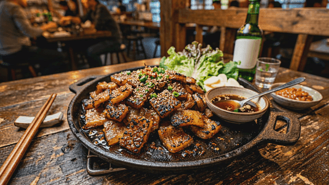 Grilled pork rinds with side dishes