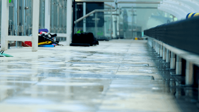 Swimming pool and wet floor