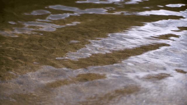 Clear water flowing over a sandy bed