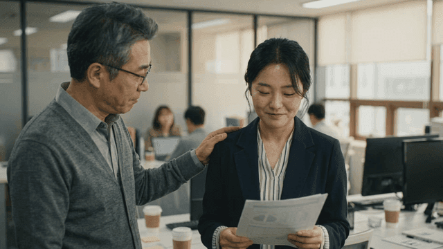 Male office worker who encourages his subordinates