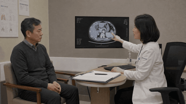 Doctor explaining CT scan results to patient