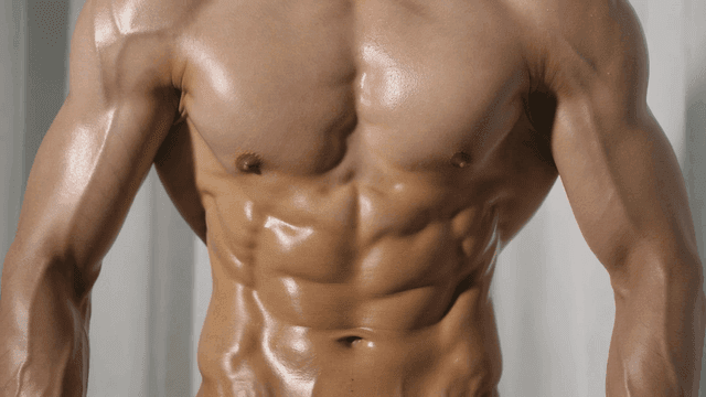 Muscular male torso with defined abs