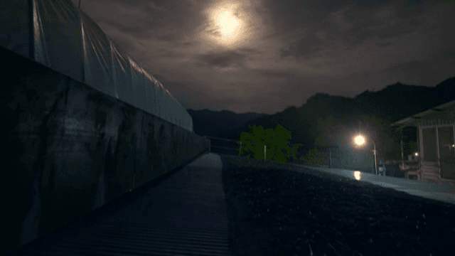 Moonlit night over a greenhouse