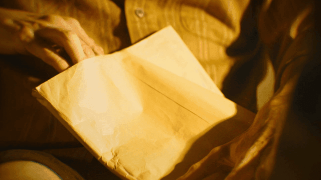 Person checking brown envelope