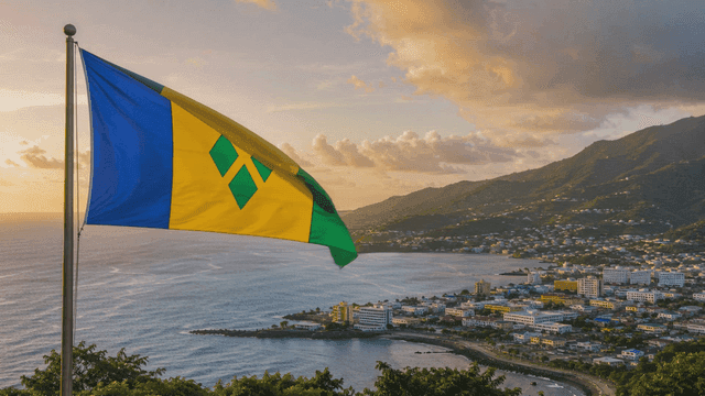 Flag of Caribbean island nation of Saint Vincent and Grenadines
