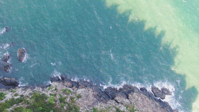 Rocky coastline with waves crashing