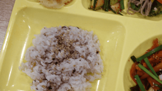 식판에 담긴 다양한 한국 요리