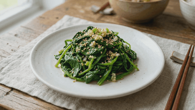Korean spinach salad with sesame seeds