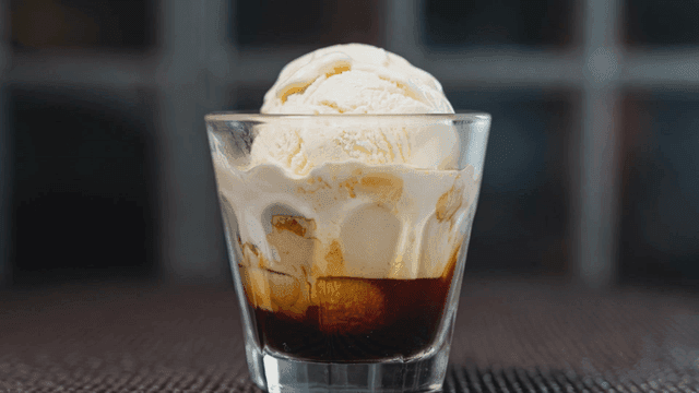 Cup of affogato with ice cream