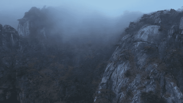 안개 낀 산 풍경