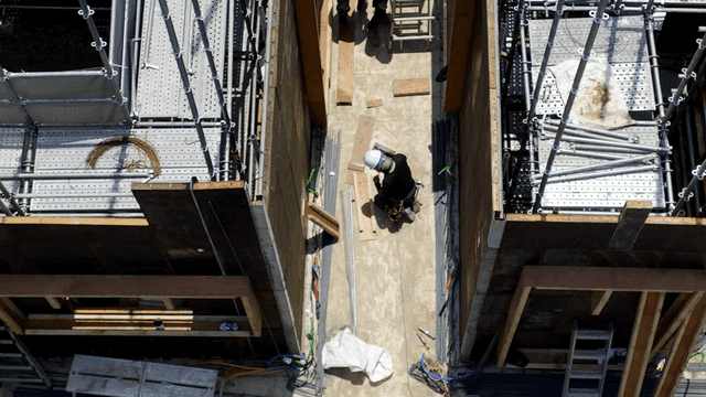 Construction workers at a building site