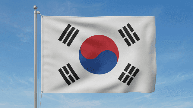 Korean flag waving against a clear sky
