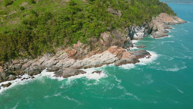 Rocky coastline with lush greenery