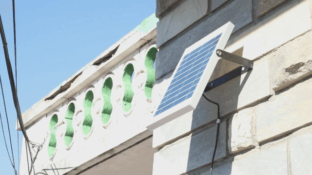 Solar panel on a house wall
