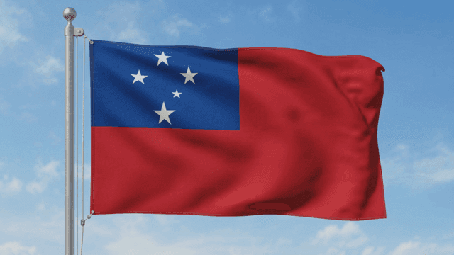 Samoan flag fluttering against clear sky