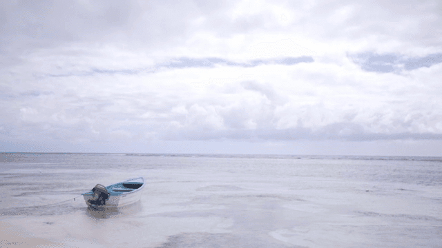 고요한 해변의 작은 보트