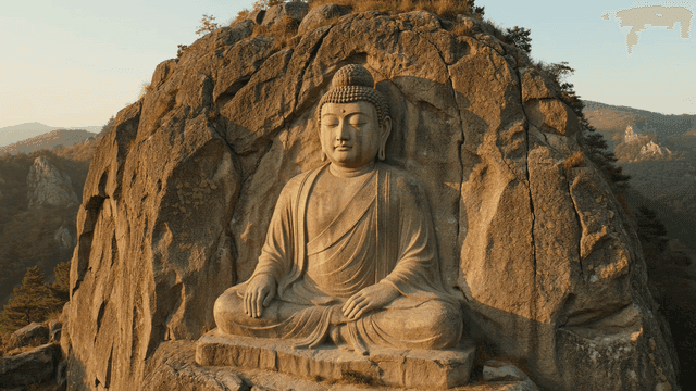 Buddha statue carved into a mountain