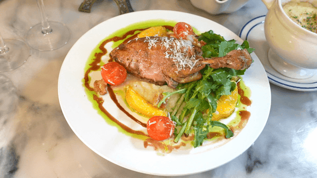 Duck confit with fresh vegetables