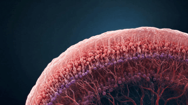 Detailed view of biological fibroblast structure