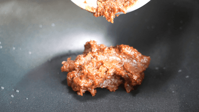 Thick fermented soybean paste poured into pot