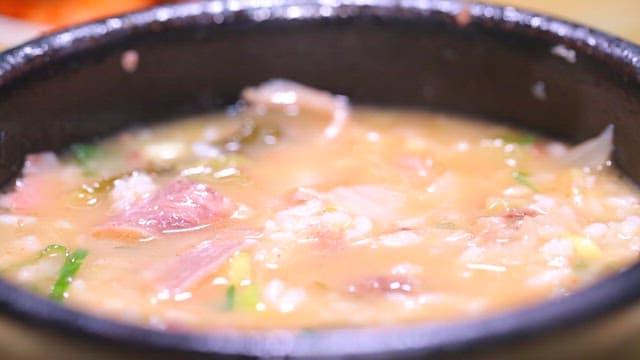 Hangover soup with diced radish kimchi